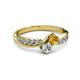 3 - Nicia Citrine and Diamond with Side Diamonds Bypass Ring 