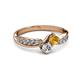 3 - Nicia Citrine and Diamond with Side Diamonds Bypass Ring 