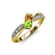 4 - Nicia Citrine and Peridot with Side Diamonds Bypass Ring 