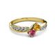 3 - Nicia Citrine and Rhodolite Garnet with Side Diamonds Bypass Ring 