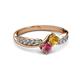 3 - Nicia Citrine and Rhodolite Garnet with Side Diamonds Bypass Ring 