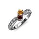 4 - Nicia Citrine and Red Garnet with Side Diamonds Bypass Ring 
