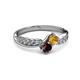 3 - Nicia Citrine and Red Garnet with Side Diamonds Bypass Ring 
