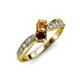 4 - Nicia Citrine and Red Garnet with Side Diamonds Bypass Ring 