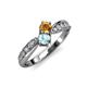 4 - Nicia Citrine and Aquamarine with Side Diamonds Bypass Ring 