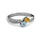 3 - Nicia Citrine and Aquamarine with Side Diamonds Bypass Ring 