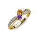 4 - Nicia Citrine and Amethyst with Side Diamonds Bypass Ring 