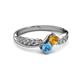 3 - Nicia Citrine and Blue Topaz with Side Diamonds Bypass Ring 