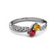 3 - Nicia Citrine and Ruby with Side Diamonds Bypass Ring 