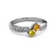 3 - Nicia Citrine and Yellow Sapphire with Side Diamonds Bypass Ring 