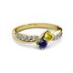 3 - Nicia Yellow and Blue Sapphire with Side Diamonds Bypass Ring 