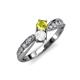 4 - Nicia Yellow and White Sapphire with Side Diamonds Bypass Ring 