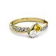 3 - Nicia Yellow and White Sapphire with Side Diamonds Bypass Ring 