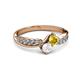 3 - Nicia Yellow and White Sapphire with Side Diamonds Bypass Ring 