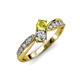 4 - Nicia Yellow Sapphire and Diamond with Side Diamonds Bypass Ring 