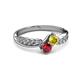 3 - Nicia Yellow Sapphire and Ruby with Side Diamonds Bypass Ring 
