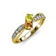 4 - Nicia Yellow Sapphire and Citrine with Side Diamonds Bypass Ring 