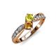4 - Nicia Yellow Sapphire and Citrine with Side Diamonds Bypass Ring 