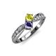 4 - Nicia Yellow Sapphire and Iolite with Side Diamonds Bypass Ring 