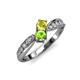 4 - Nicia Yellow Sapphire and Peridot with Side Diamonds Bypass Ring 