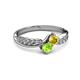3 - Nicia Yellow Sapphire and Peridot with Side Diamonds Bypass Ring 