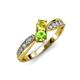 4 - Nicia Yellow Sapphire and Peridot with Side Diamonds Bypass Ring 