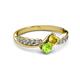 3 - Nicia Yellow Sapphire and Peridot with Side Diamonds Bypass Ring 
