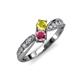 4 - Nicia Yellow Sapphire and Rhodolite Garnet with Side Diamonds Bypass Ring 