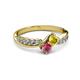 3 - Nicia Yellow Sapphire and Rhodolite Garnet with Side Diamonds Bypass Ring 