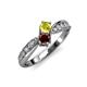 4 - Nicia Yellow Sapphire and Red Garnet with Side Diamonds Bypass Ring 