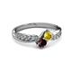 3 - Nicia Yellow Sapphire and Red Garnet with Side Diamonds Bypass Ring 