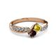 3 - Nicia Yellow Sapphire and Red Garnet with Side Diamonds Bypass Ring 