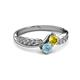 3 - Nicia Yellow Sapphire and Aquamarine with Side Diamonds Bypass Ring 