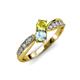 4 - Nicia Yellow Sapphire and Aquamarine with Side Diamonds Bypass Ring 