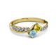 3 - Nicia Yellow Sapphire and Aquamarine with Side Diamonds Bypass Ring 