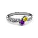 3 - Nicia Yellow Sapphire and Amethyst with Side Diamonds Bypass Ring 