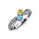 4 - Nicia Yellow Sapphire and Blue Topaz with Side Diamonds Bypass Ring 