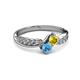 3 - Nicia Yellow Sapphire and Blue Topaz with Side Diamonds Bypass Ring 
