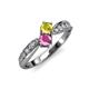 4 - Nicia Yellow and Pink Sapphire with Side Diamonds Bypass Ring 