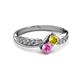 3 - Nicia Yellow and Pink Sapphire with Side Diamonds Bypass Ring 