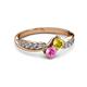 3 - Nicia Yellow and Pink Sapphire with Side Diamonds Bypass Ring 