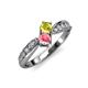 4 - Nicia Yellow Sapphire and Pink Tourmaline with Side Diamonds Bypass Ring 