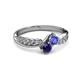 3 - Nicia Tanzanite and Blue Sapphire with Side Diamonds Bypass Ring 