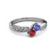 3 - Nicia Tanzanite and Ruby with Side Diamonds Bypass Ring 