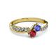 3 - Nicia Tanzanite and Ruby with Side Diamonds Bypass Ring 