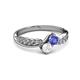 3 - Nicia Tanzanite and White Sapphire with Side Diamonds Bypass Ring 