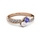 3 - Nicia Tanzanite and White Sapphire with Side Diamonds Bypass Ring 