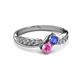 3 - Nicia Tanzanite and Pink Sapphire with Side Diamonds Bypass Ring 