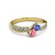 3 - Nicia Tanzanite and Pink Tourmaline with Side Diamonds Bypass Ring 