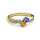 3 - Nicia Tanzanite and Citrine with Side Diamonds Bypass Ring 